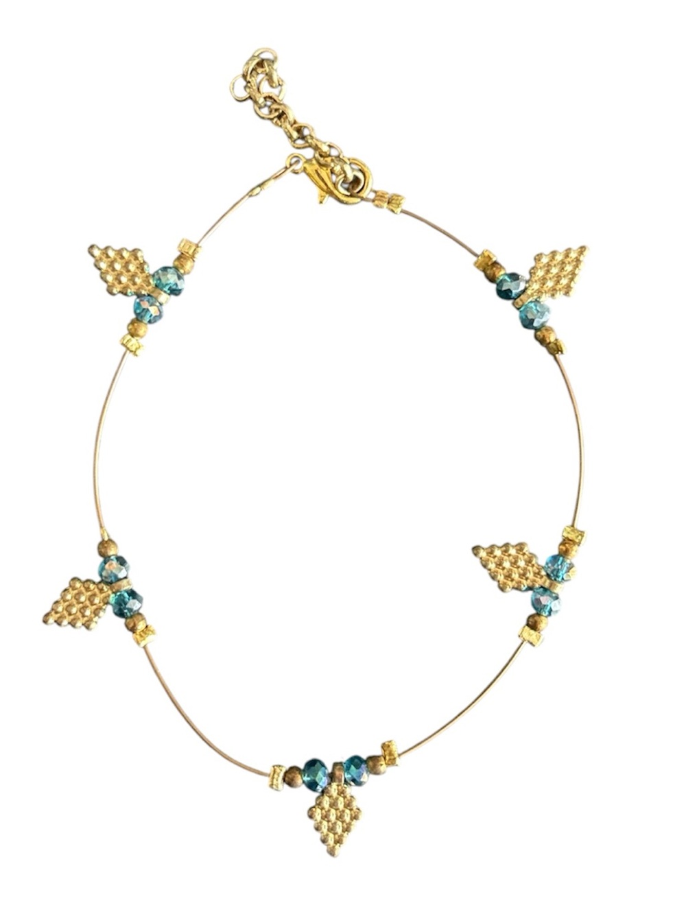 Gold and Teal Crystal Station Anklet